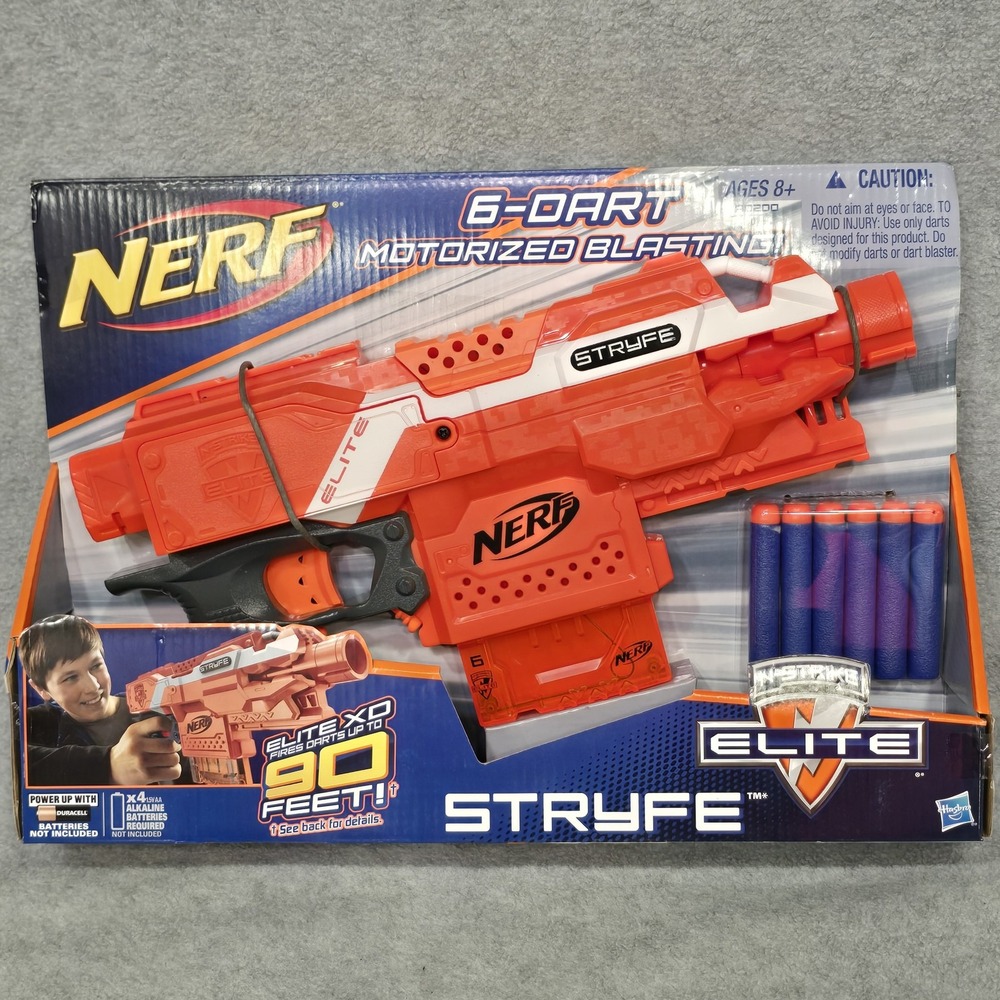 Nerf N-Strike Elite Stryfe Motorized 6-Dart Blaster Gun Orange Hasbro 90ft